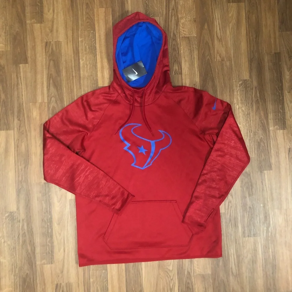 🏈 NWT Nike Houston Texans NFL Football Dri-Fit Red Hooded Sweatshirt L